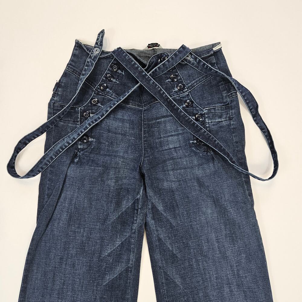 Y2k Guess Jeans Wide Leg High-Rise Suspender Vintage Denim - Size 30 - Picture 6 of 9